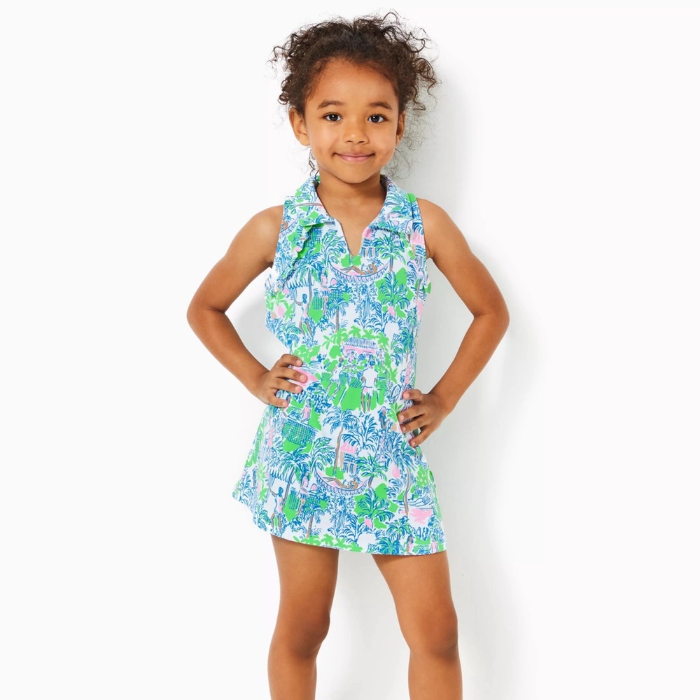 Lilly Pulitzer Mini Luxletic Martina Polo Dress Girls Size 8-10 Sleeveless